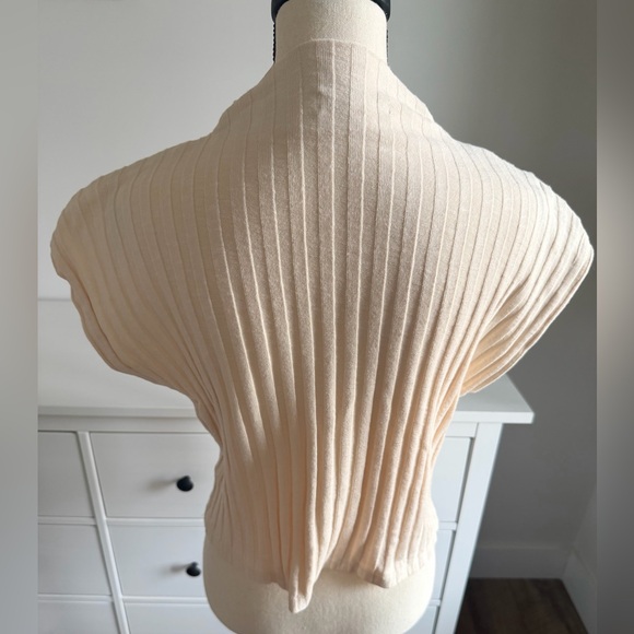 Women's Cream Ribbed Cowl Neck Top - Picture 2 of 3